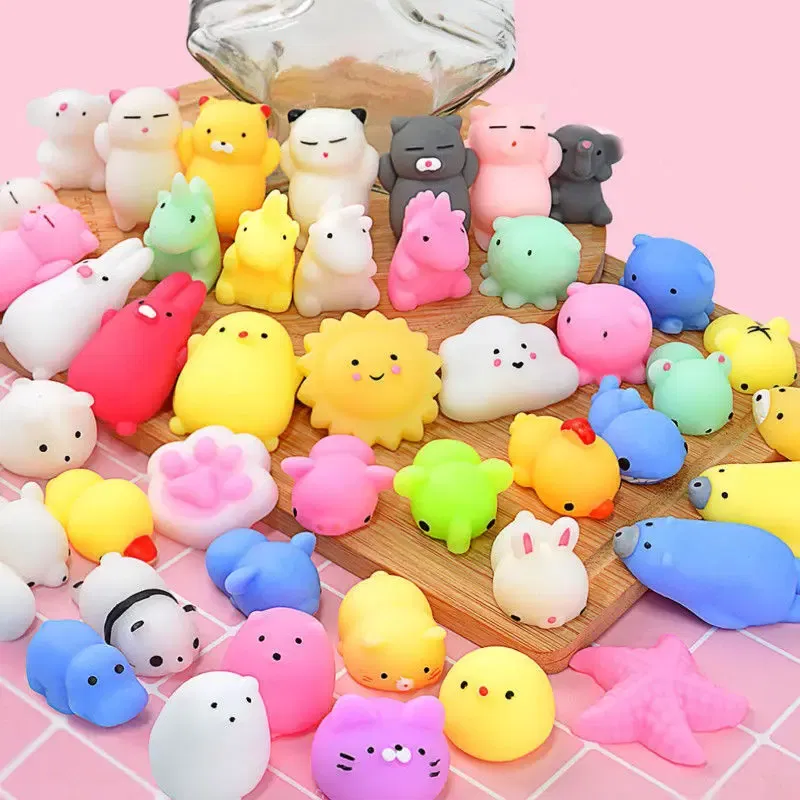 Color: Burgundy - 50-5PCS Kawaii Squishies Mochi Anima Squishy Toys For Kids Antistress Ball Squeeze Party Favors Stress Relief Toys For Birthday