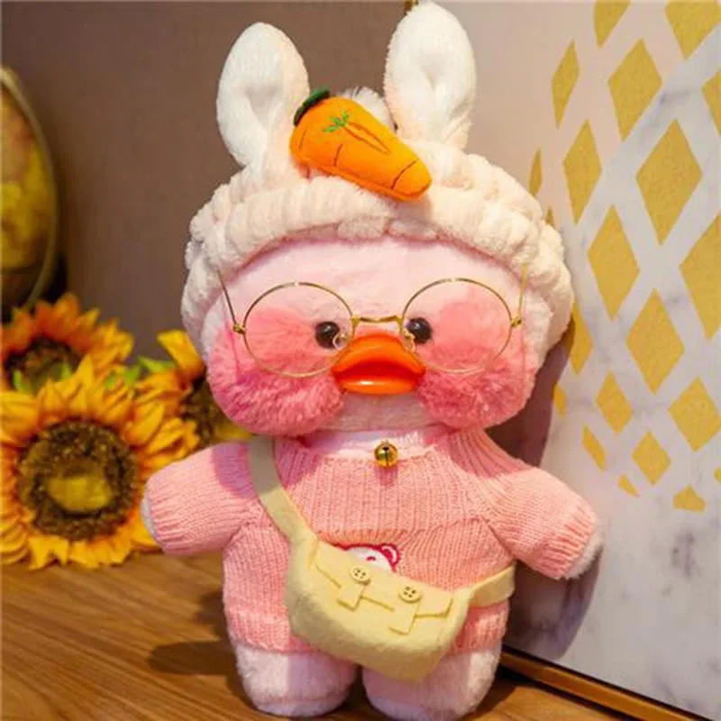 Color: Champagne, Height: 11cm-30cm - 30cm Kawaii Lalafanfan Duck Plush Toy Cartoon Lalafanfan Duck Doll Soft Stuffed Animal Plushie Birthday Gifts For Girl Children