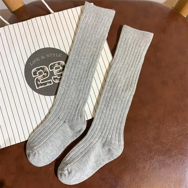 Color: Gold, Size: 2-3T - Baby Long Socks Over The Knee Little Girls Solid Cotton Socks Spring Autumn Long Crew Socks
