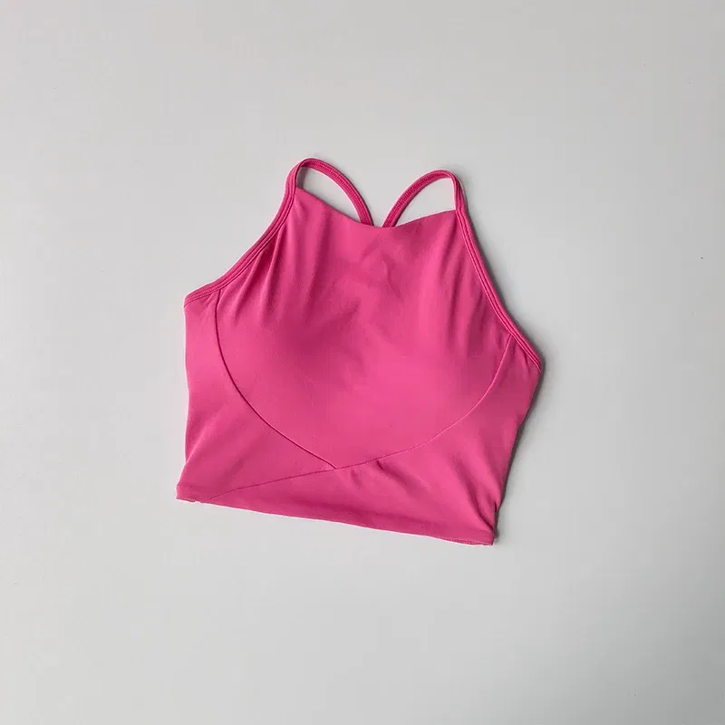 Color: dragon fruit, Size: L - Summer Sports Underwear Women's Fitness Running Camisole Shockproof and Sagging Sexy Beauty Back Yoga Bra Quick Drying