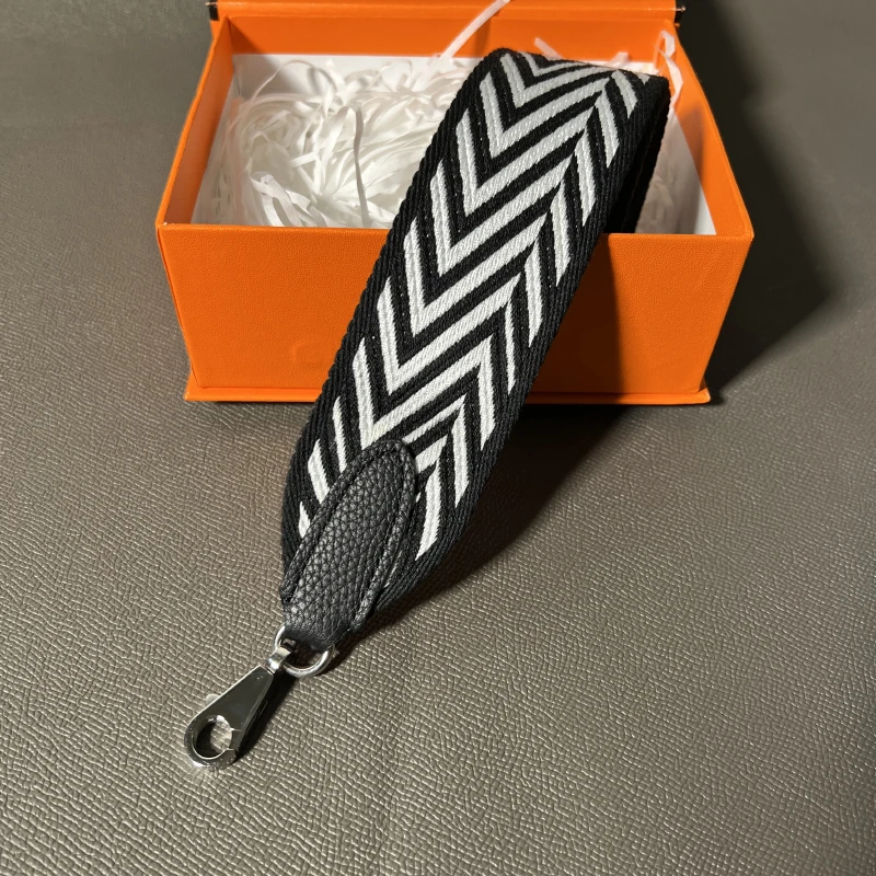 Color: Silver, Size: 3/4" - Hand-Sewn Leather Woven Canvas Shoulder Strap 5cm Wide Wax Line Herbag Evelyn Replacement Bag Accessory