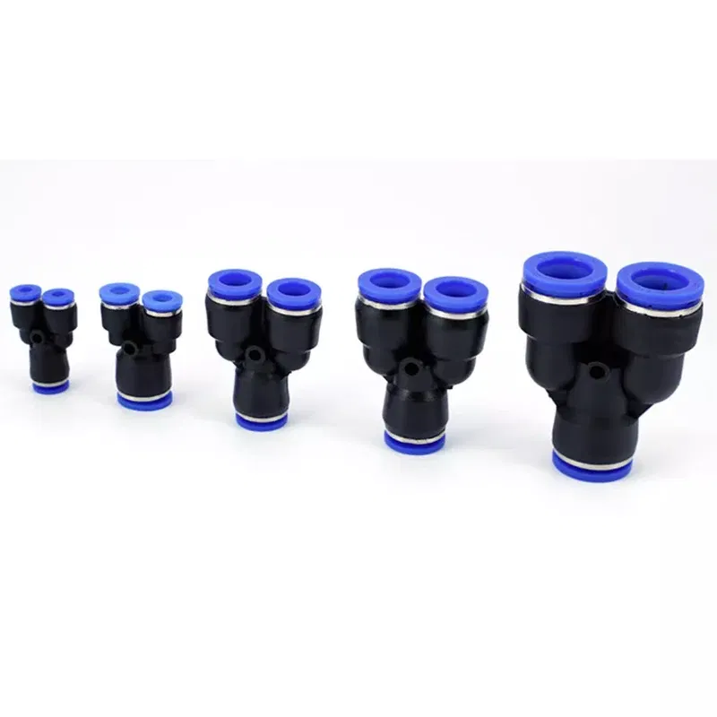 PW Y-type Pneumatic fitting Reducing Tee Straight Through 4 to 12mm plastic hose quick couplings