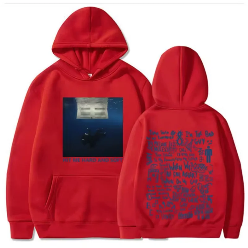 Color: GRAY, Size: XXL - 2024 Hit Me Hard and Soft Tour Hoodie Billie Hoodie Men's Hoodie Sudaderas Men's Casual Sports