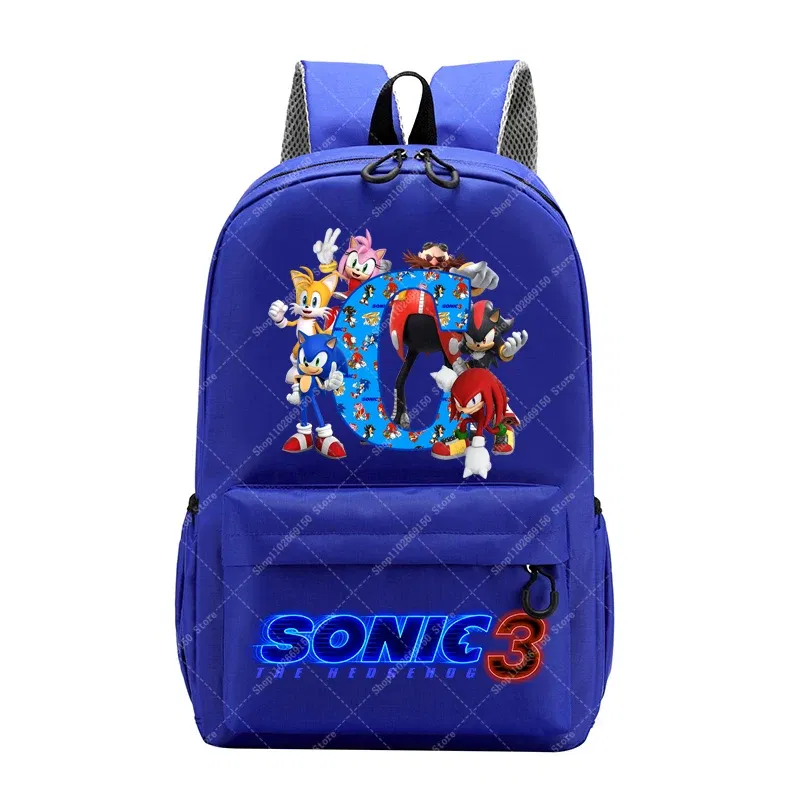 Color: Silver, Size: 40cm - Sonics Children Cartoon Schoolbag Kids Anime Cute Backpack Boy Fashion Knapsack Student Casual Shoulders Book Bag Xmas Gift 2025