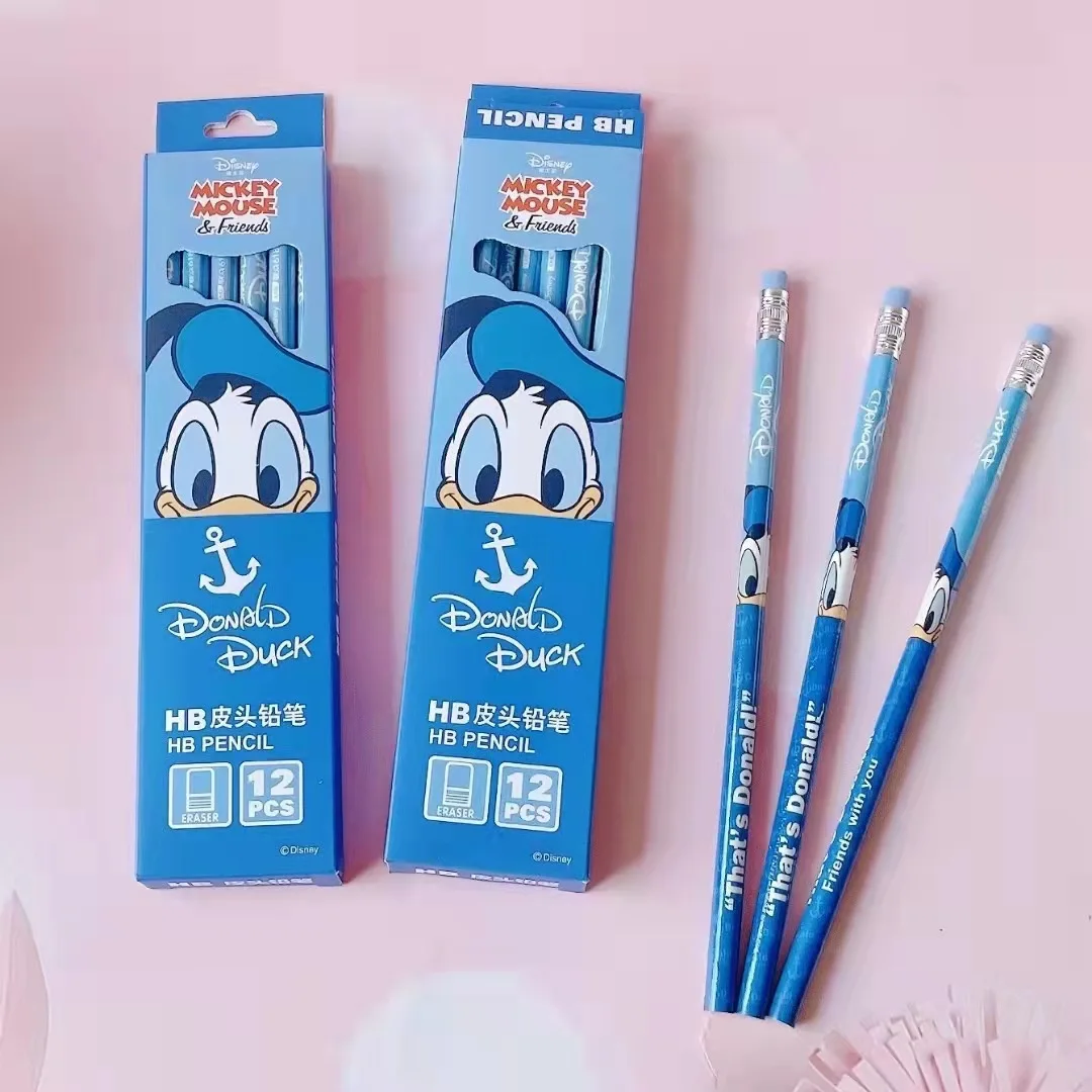 Color: Red - Disney Stitch Pencil Cute Cartoon Action Anime Figures Minnie Mickey Winnie The Pooh Belle Alice Pencil Cartoon Childrens Gifts