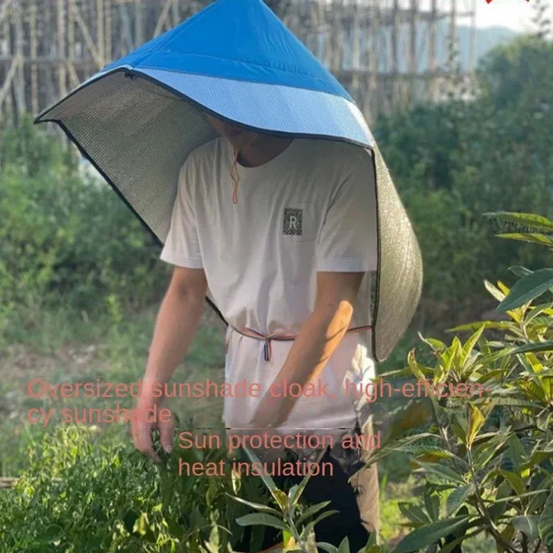 Color: green, Size: XL - Sun & Rain Protection Hooded Cape - Breathable UV Hat for Farming/Gardening - Wide Brim Bucket Hat with Neck Cover