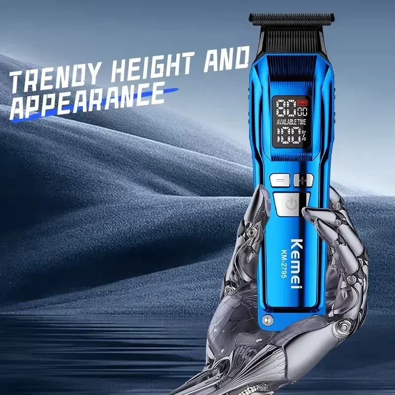 Color: Yellow - Kemei Professional Electric Hair Clipper Kit Rechargeable Hair Trimmer Shaver for Men USB Charging Beard Razor KM-2797 KM-1102