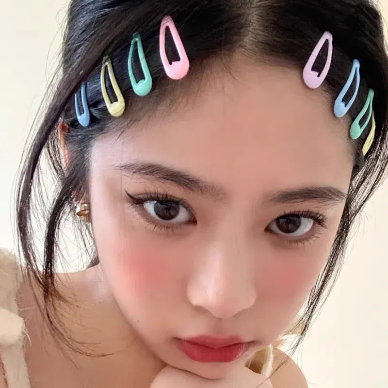 Color: Desert Camouflage - 5Pc Korean Snap Hairgrip Hair Clips Bangs Clip Edge Clip Waterdrop Shape BB Hairpins DIY Fashion Headwear Women Hair Accessories