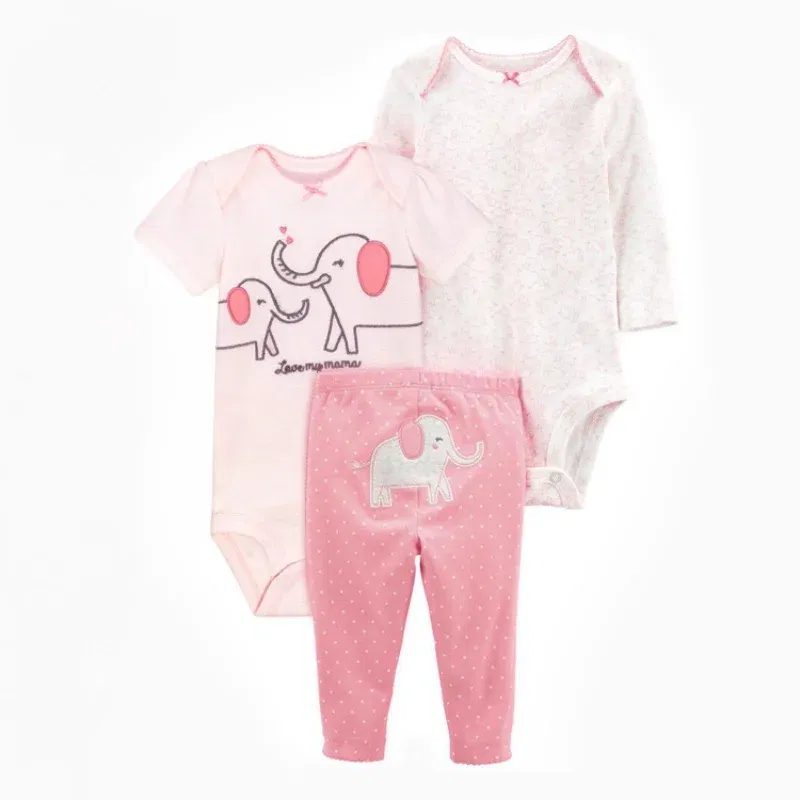 Color: Red, Ships From: CHINA, Kid Size: 6M - 3PCS Baby Clothing Set Autumn Newborn Baby Girl Pure Cotton Clothes Set Soft Cute Animal Kids Bodysuits+Pants+Romper Bebe 6-24M
