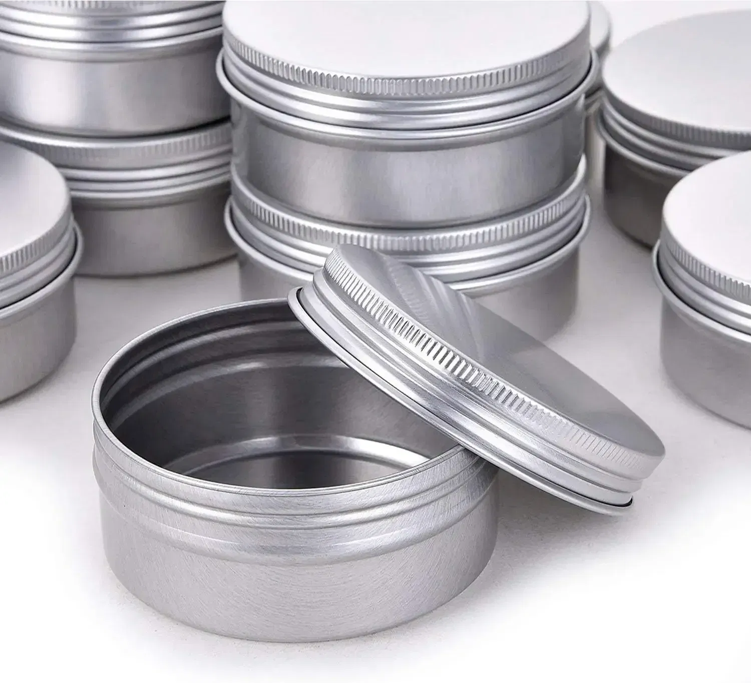 Color: Dark Khaki, Specifications: 5ml, Material: Plastic - 20pcs 5g - 100g Metal Round Tins Aluminum Empty Silver Cans With Screw Lid Balm Nail Art Makeup Cream Jar Storage Box