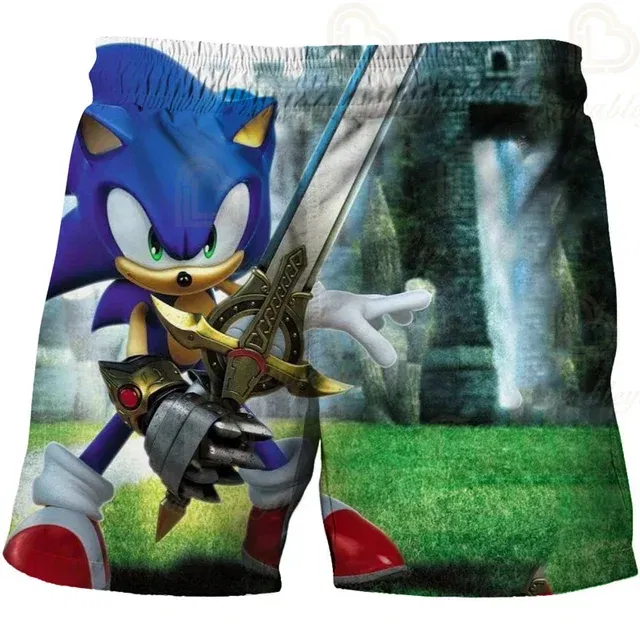 Color: WHITE, Kid Size: 6 - New Anime Kids Sonic Shorts Fashion Boys Girls Clothes Harajuku Cute Baby Cartoon Casual Summer Boy Boy Beach Pants