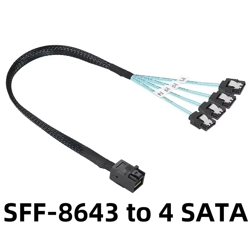 Color: PURPLE, Cable length: 0.9m - 0.5M 1M Mini SAS HD SFF-8643 SFF-8087 to SFF-8482 29Pin with 15Pin Power Connector 4xSATA Cable for Hard Drive Controller Server
