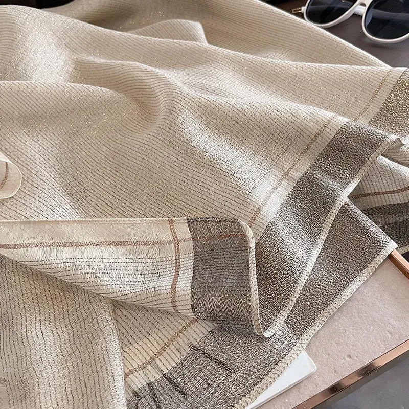 Color: Beige, Size: One Size - 2023 New Women Scarf Winter Warm Solid Silk Wool Shawls Lady Wraps Bufanda Floral Pashmina Luxury Embroidery Warn Scarves