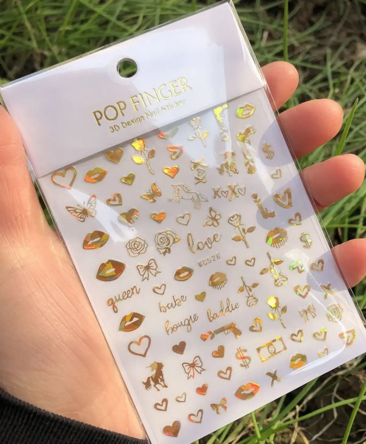 Color: Lavender - 1PCS New English Alphabet Nail Stickers Multi-Color Laser Reflective Nail Slider Art Cool Text Nail Kit