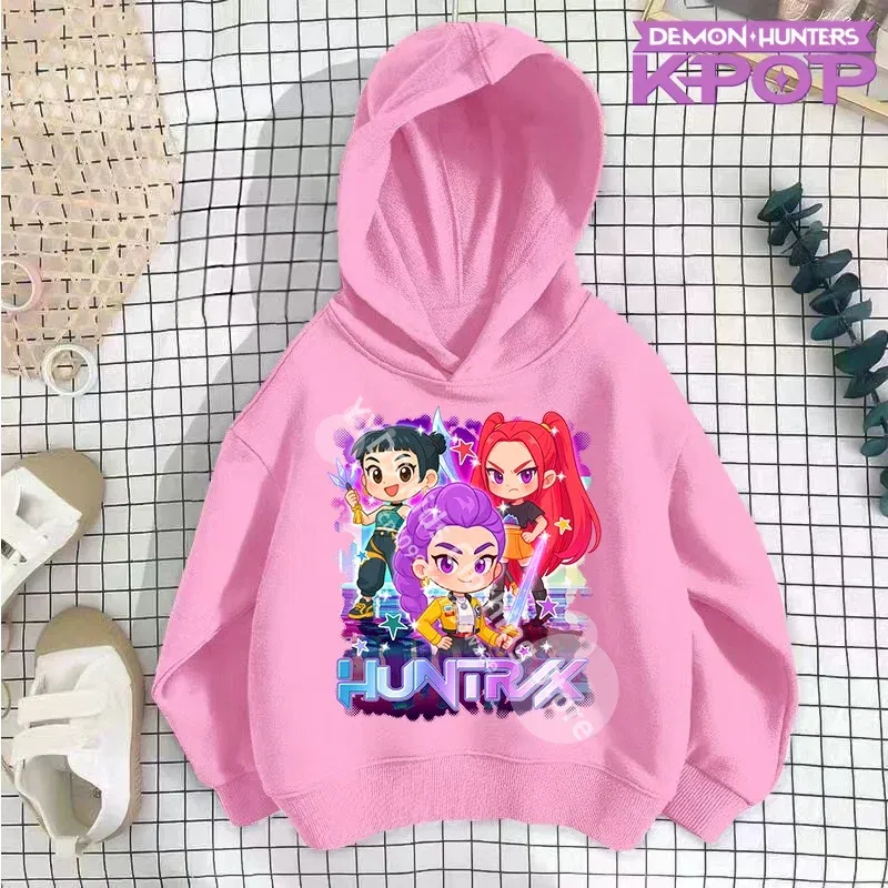 Color: Red, Kid Size: 2T - 2025 KPop Demon Hunters Hoodie Fashion Rumi Sweatshirt Pullover Cute Long Sleeve Autumn Boys Girls Cartoon Y2K Hoody Sportswear