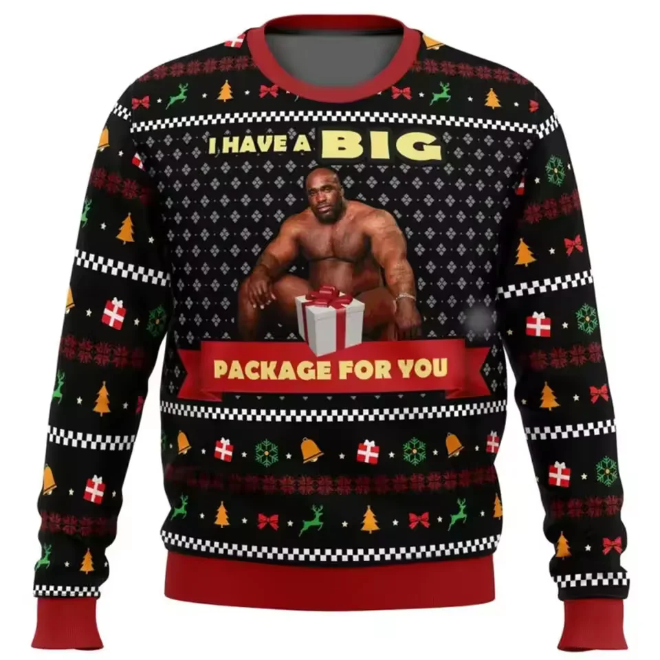 Color: black, Size: XXL - Home Alone Ugly Christmas Sweater Men Women Pullover Hot Sale Round Neck Long Sleeve Top Christmas Clothing 3D Funny Printed
