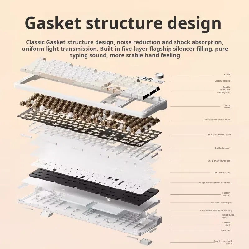 Color: BROWN - AULA F108 Pro Mechanical Keyboard Three-mode Bluetooth /2.4G/ Wired Customized Full-key Hot-swapable Gasket Structure RGB Light