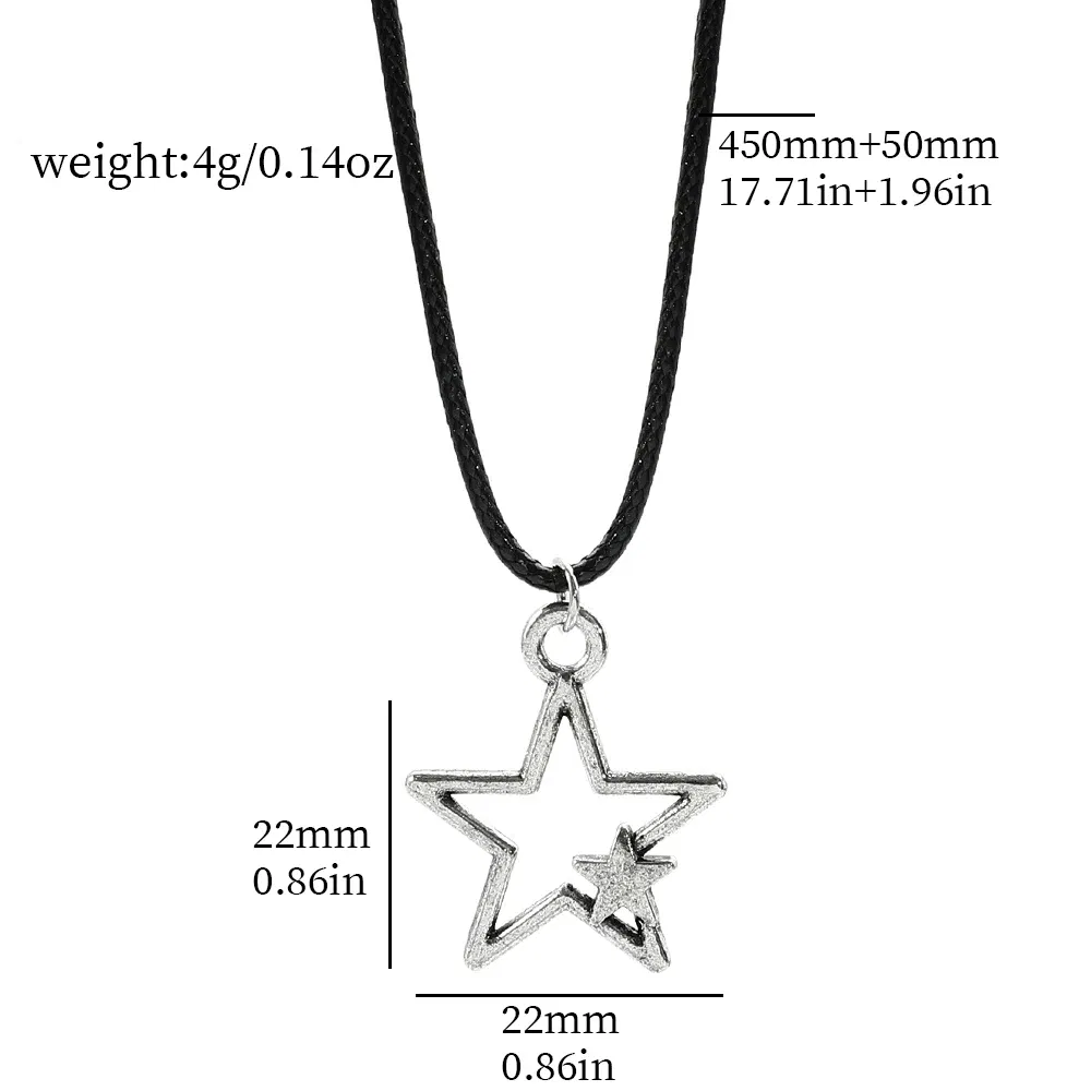 Fashion Vintage Simple Star Pendant Necklace for Women Men Punk Hollow Star Neck Chain Trendy Y2k Jewelry Accessories