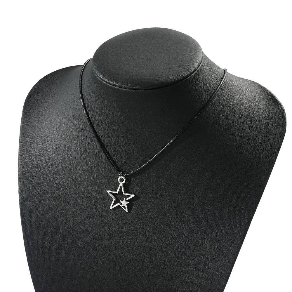 Fashion Vintage Simple Star Pendant Necklace for Women Men Punk Hollow Star Neck Chain Trendy Y2k Jewelry Accessories