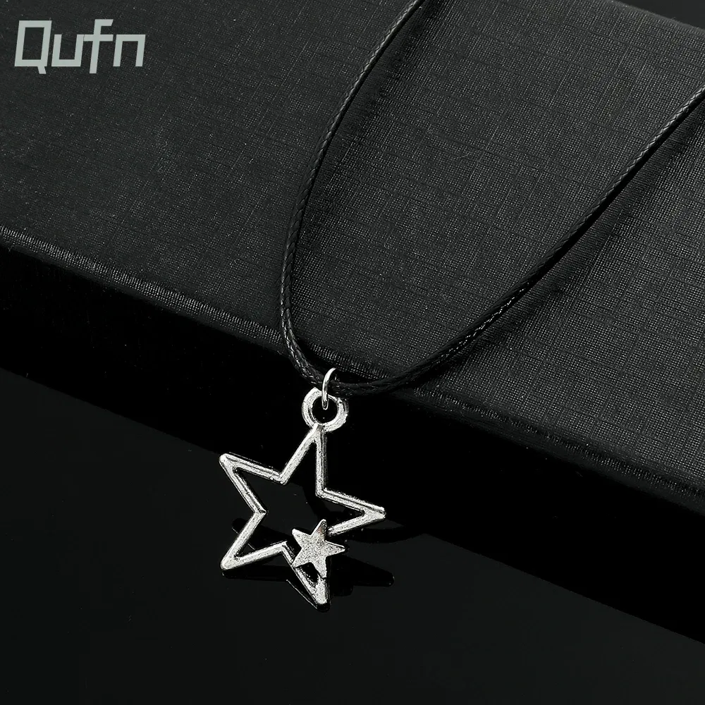 Fashion Vintage Simple Star Pendant Necklace for Women Men Punk Hollow Star Neck Chain Trendy Y2k Jewelry Accessories