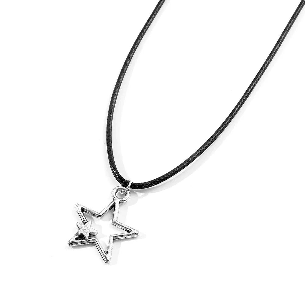 Fashion Vintage Simple Star Pendant Necklace for Women Men Punk Hollow Star Neck Chain Trendy Y2k Jewelry Accessories
