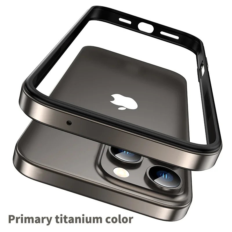 Color: Clear, Material: Neoprene - Titanium Metal Frame Bumper Shockproof Case for IPhone 16 15 Pro Max Plus 5G for Apple Solid Colour Protection Phone Cover