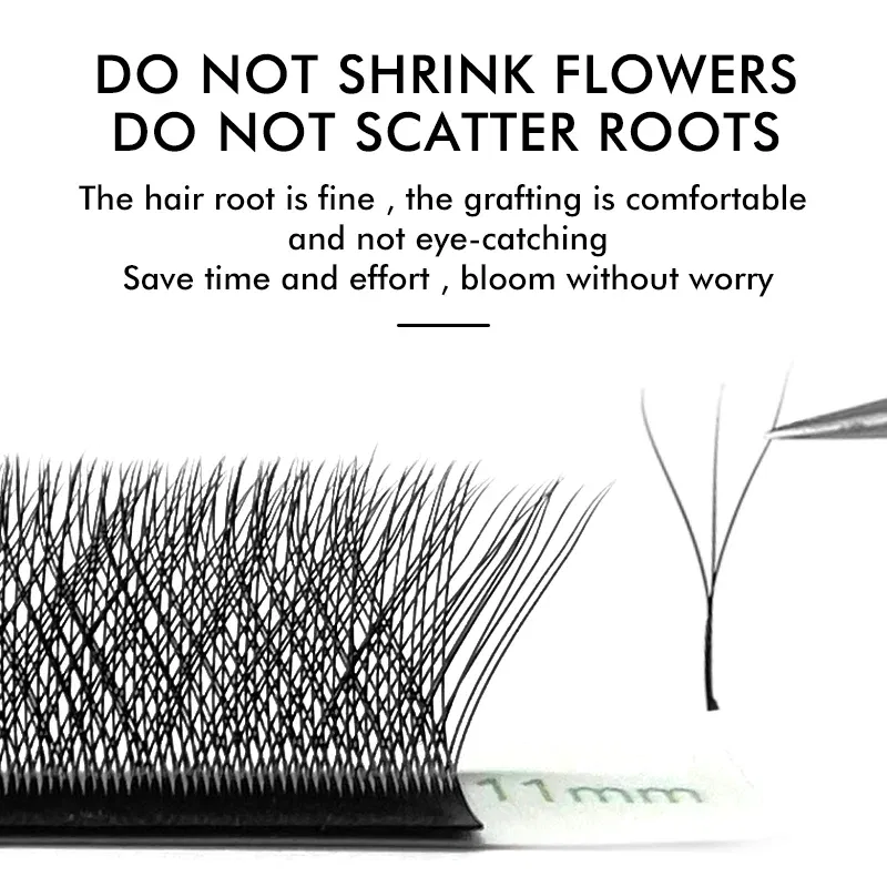 Color: DEEP BLUE, Curl: D, Thickness: 0.07mm, Length: MIX - NATUHANA W Lashes Extension L LU(M) Curl Individual Mink YY Lashes 3D W-shaped Volume Fan Eyelash Extension