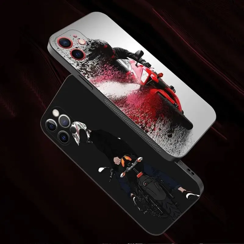 Color: Brown, Material: Vinyl - Moto Cross Motorcycle Sports Phone Case For iPhone 16 15 14 13 12 11 Pro Max XS X XR Plus Mini Luxury Black Soft Cover Funda