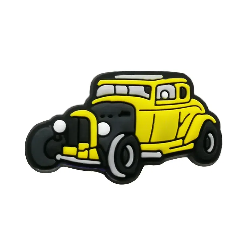 Color: black - 1pcs Clog Charms Cars Cool Roadster SUV PVC Clips Accessories Mini Classic Car Shoe Charms Turbine Clog Pin Kids Gift