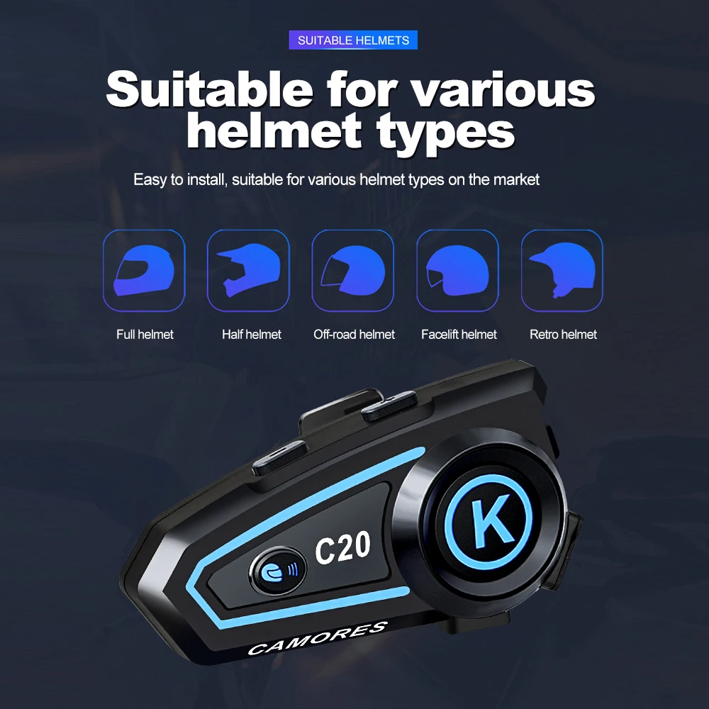 Color: Blue - New Bluetooth Helmet Headset Hands-Free Calling Motorcycle Helmet Headset Ipx7 Bt5.3 Waterproof with Three-Color Ambient Light