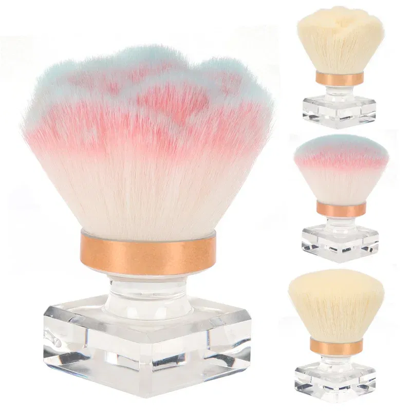 Color: light yellow - Nail Tool Dust-proof Brush Korean Fragrance Cleaning Dust-proof Brush Powder Blusher Brush Makeup Brush Rose Brush