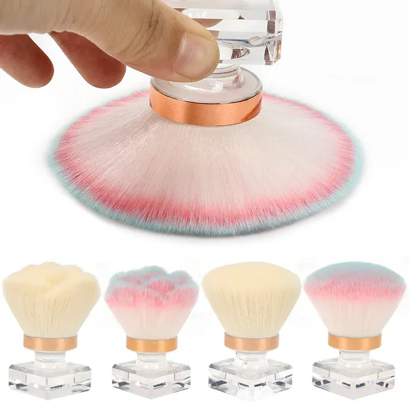 Color: light yellow - Nail Tool Dust-proof Brush Korean Fragrance Cleaning Dust-proof Brush Powder Blusher Brush Makeup Brush Rose Brush