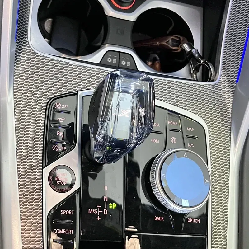 Color Name: Brown - Crystal Gear Shift Lever Knob Set for BMW  X5 Series G05 E70 F15  X6 Series G06 E71 F16 X7 G07 3 Series G20 X3 G01 X4 G02