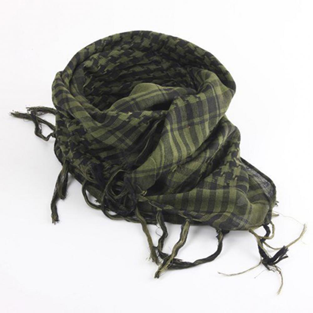 Color: Green - Scarf Army with Tassel for Men Women Scarf Mask Scarf Unisex Lightweight Plaid Pattern Cotton Keffiyeh Scarf for Winter