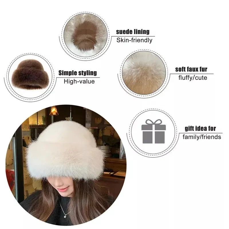 Color: WHITE - Warm Warm Hat Casual Plush Fluffy Plush Cap Versatile Solid Hat for Holiday Season