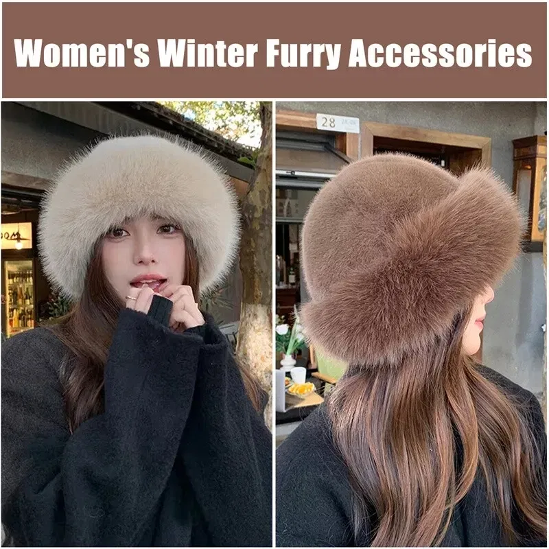 Color: WHITE - Warm Warm Hat Casual Plush Fluffy Plush Cap Versatile Solid Hat for Holiday Season