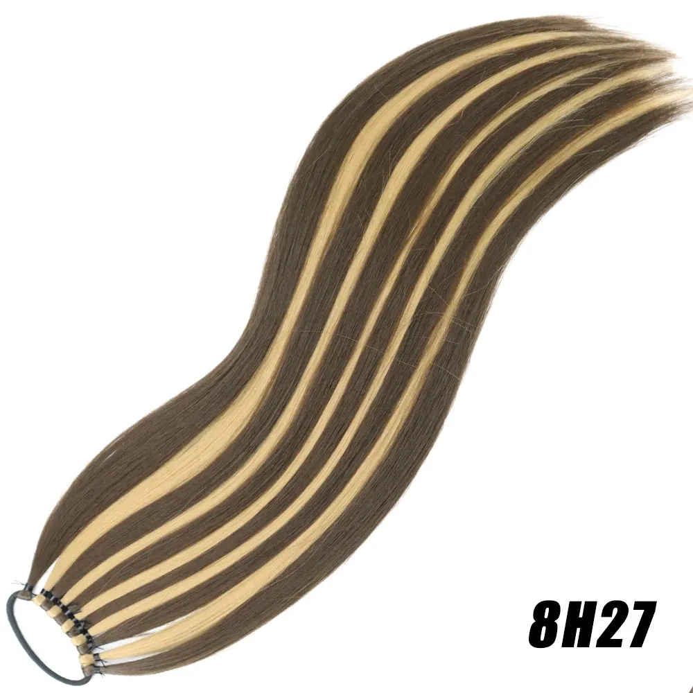 Color: 4/30HL, Ships From: CHINA, Stretched Length: 24inches - Synthetic 24Inch Ponytail Extensions Black Natural Braided Pony Tail Hairpiece Long Straight Rubber Band Hair For Women