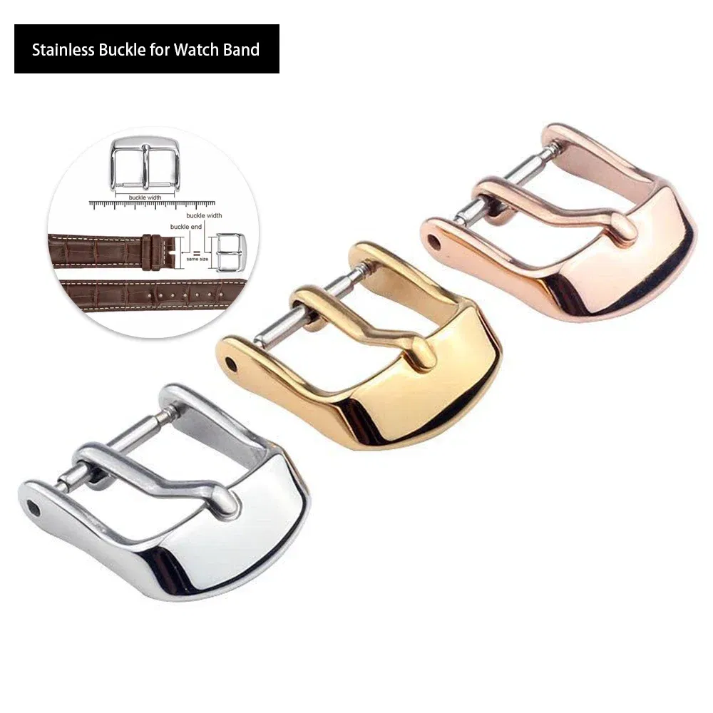Band Color: Blue Light Blue, Band Width: 20mm, Ships From: CHINA - Stainless Steel Watch Buckle for Leather Strap Pin Buckle Strap Buckle Gold Silver Rose Gold Strap Button Accessories