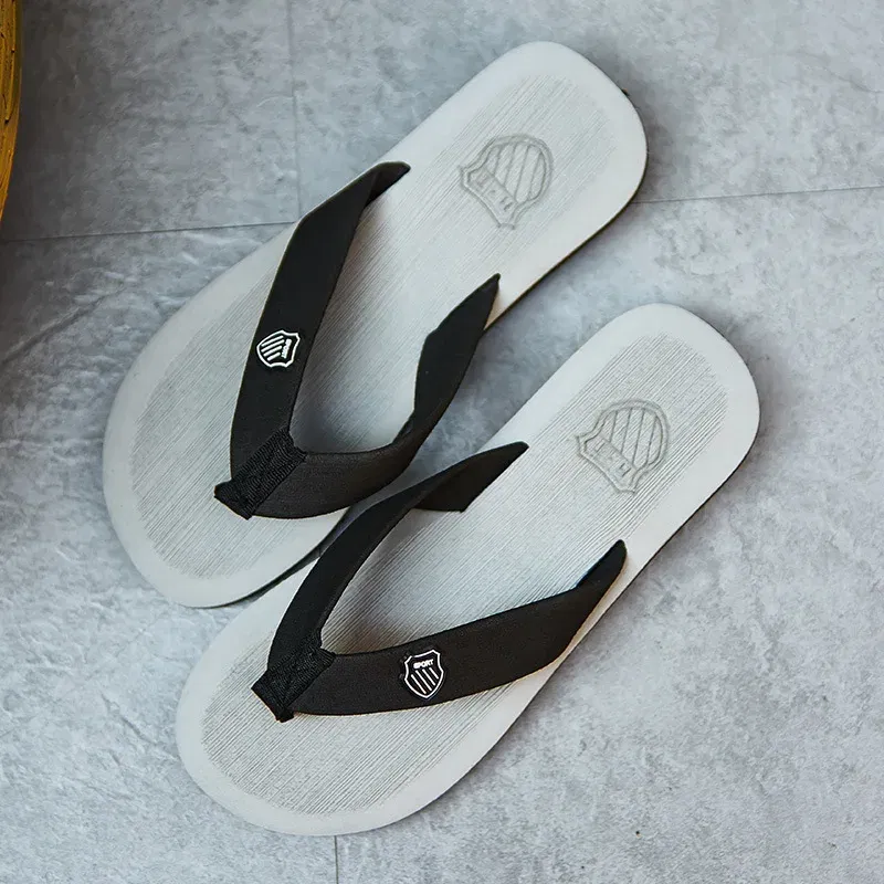 Color: black, Shoe Size: 44 - Hot Sale Men's Flip-flops Outdoor Casual Beach Slippers Soft Light Non-Slip Shoes Summer Slippers Men Shower 2023 Zapatos Hombre