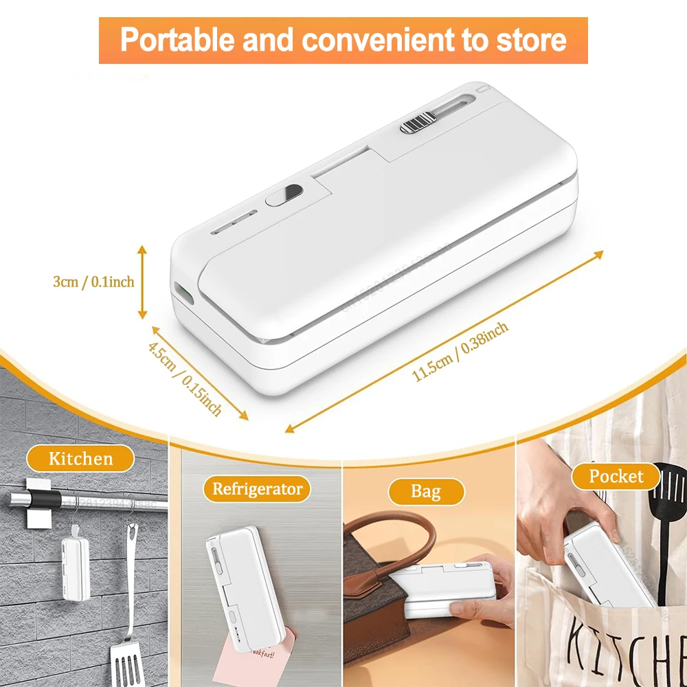 Color: Rose Gold - Mini Plastic Bag Sealer Heat Bag Sealing Machine Food Packaging Plastic Bags Sealer Clip Bag Handheld Rechargeable Heat Sealer