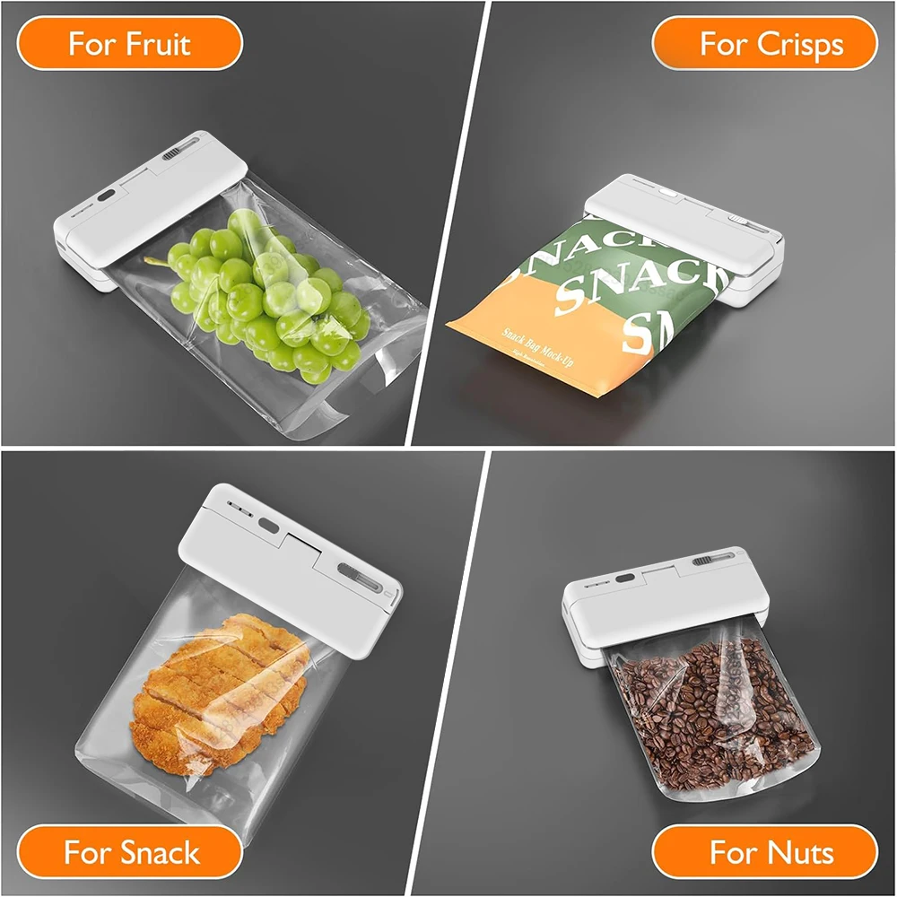 Color: Rose Gold - Mini Plastic Bag Sealer Heat Bag Sealing Machine Food Packaging Plastic Bags Sealer Clip Bag Handheld Rechargeable Heat Sealer