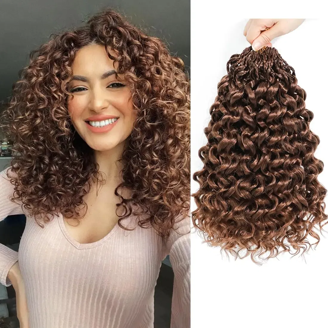 Color: #30, Stretched Length: 14inches, Bulk Buy: 3Pcs/Lot - Box Gogo Curl Crochet Hair for Black Women Pre looped Short Ocean Wave Crochet Hair Water Wave Beach Curl Crochet Braiding Hair