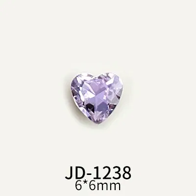 Color: Gold - 20pcs Nail Art Light Purple Sparkling Crystal Glass Diamond Violet Pointed Bottom Bare Rhinestone Gem Nail Accessories Charms