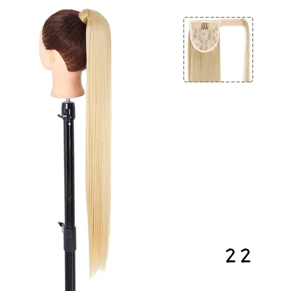 Color: P1B/27, Stretched Length: 34inches - AZQUEEN Straight Synthetic Hairpiece With Ponytail 85cm Super Long Wrap Around Clip In Hair Extensions Pony Tail For Daily Wear