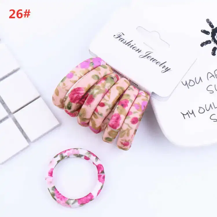 Color: plum, Ships From: CHINA - 6PCS/Sett Cute Girls Elastic Hair Bands Scrunchies Ponytail Holder Rubber Bands Hair Ties Sweet Kids Hair Rope Hair Accessories