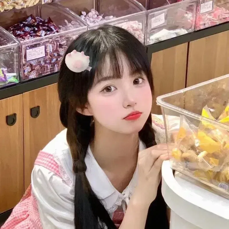 Color: SKY BLUE - 1Pair Cat Claw Hairpins Cute Plush Cat Paw Hair Clips Women Girls Cartoon Mini Small Grip Clip Cosplay Headwear Hair Accessories