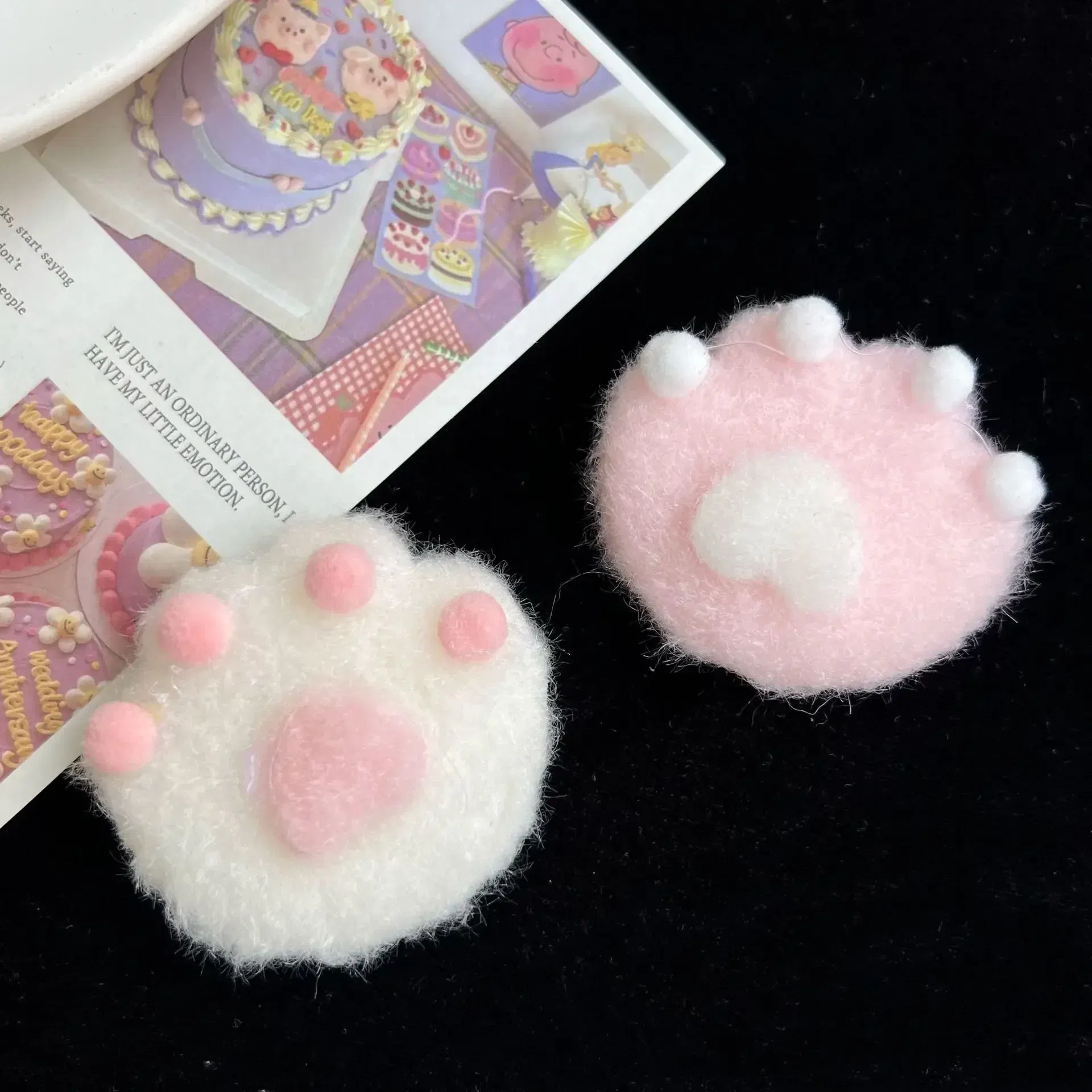 Color: SKY BLUE - 1Pair Cat Claw Hairpins Cute Plush Cat Paw Hair Clips Women Girls Cartoon Mini Small Grip Clip Cosplay Headwear Hair Accessories