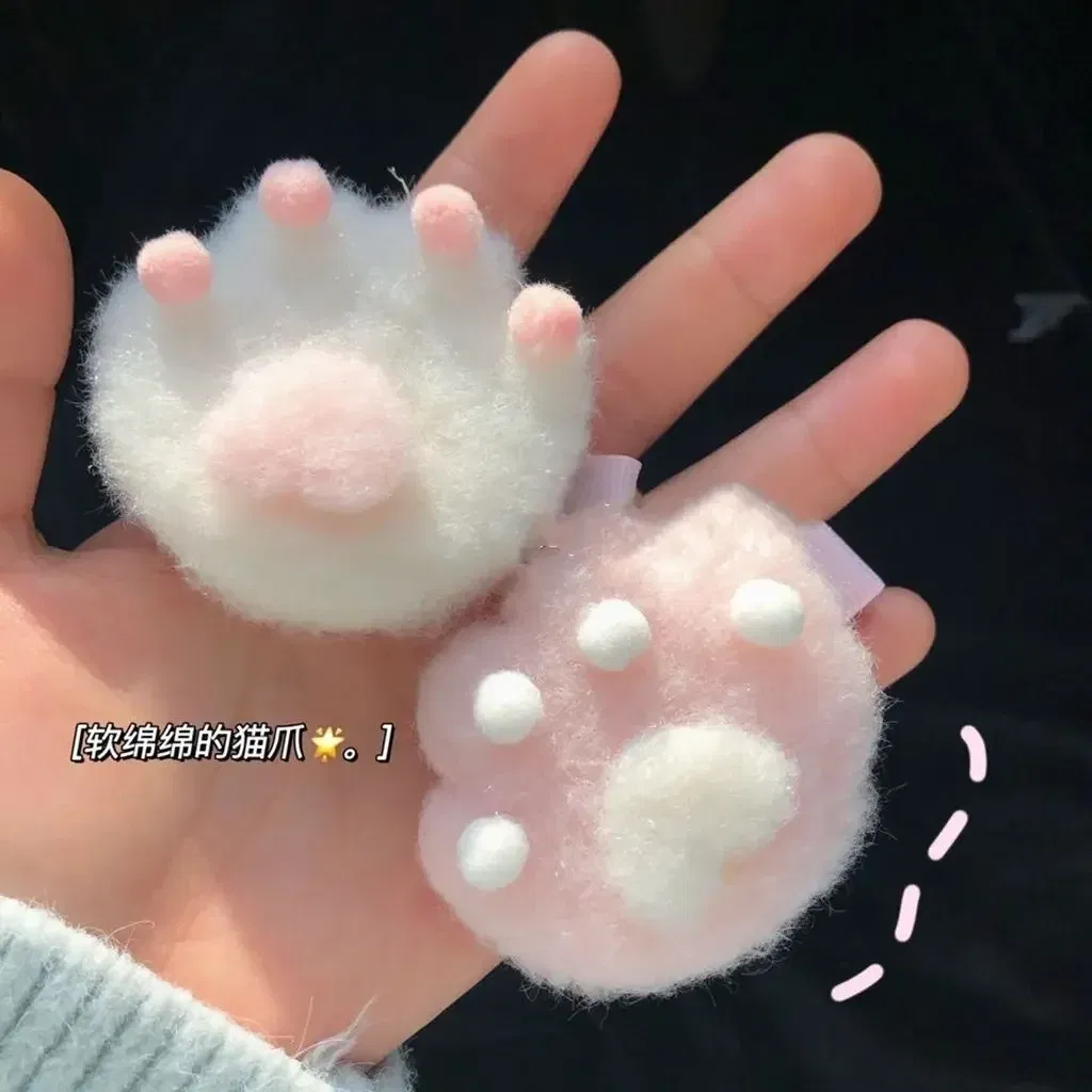 Color: SKY BLUE - 1Pair Cat Claw Hairpins Cute Plush Cat Paw Hair Clips Women Girls Cartoon Mini Small Grip Clip Cosplay Headwear Hair Accessories