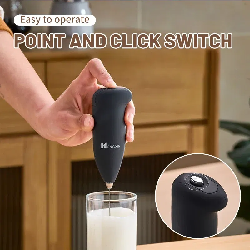 Color: Light Grey - New electric milk maker Home coffee Milk maker Foam Maker Handheld Mini blender Milk maker compact and convenient