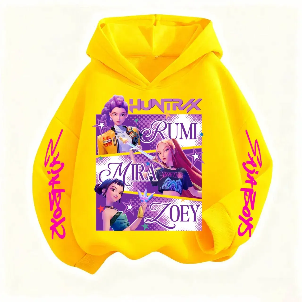 Color: Beige, Kid Size: 4 - Pure Cotton KPop Demon Hunters Mira Kids Hoodie Clothes Teen Boys Girls Clothing Fashion Clothes Spring Autumn Sweatshirt